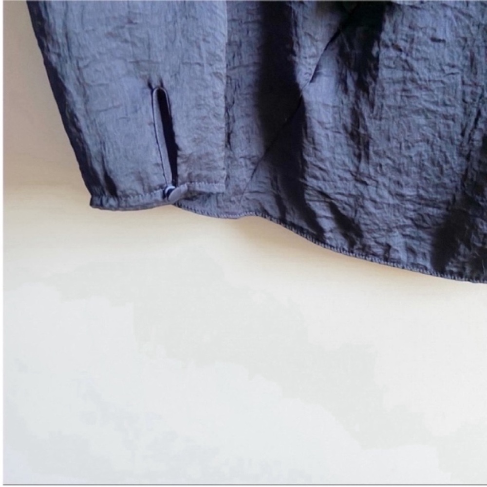 Topshop shirt navy blue satin ruffle long sleeves - Picture 5 of 9